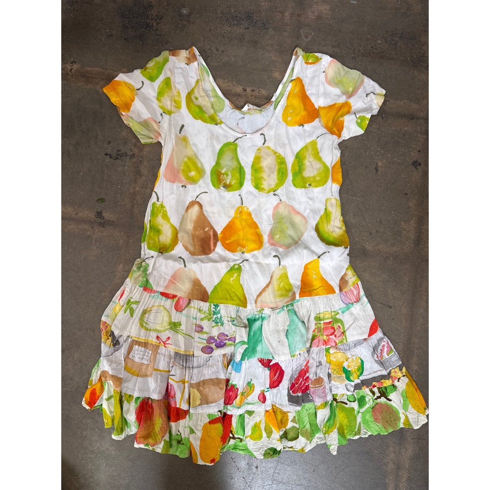 Jams World 50 Years Pear Print Tiered Ruffle Mini Dress Multicolor Womens Rayon